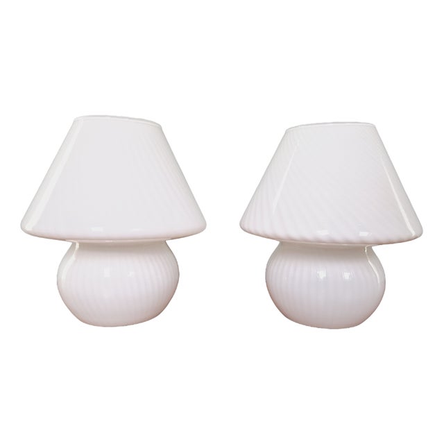 Murano Glass Mushroom Lamps, 1970s, Set of 2 For Sale