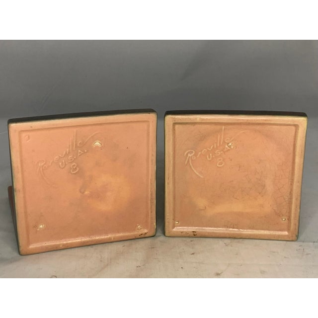 Ceramic Roseville Pottery Columbine Planter Bookends, c. 1940s For Sale - Image 7 of 9