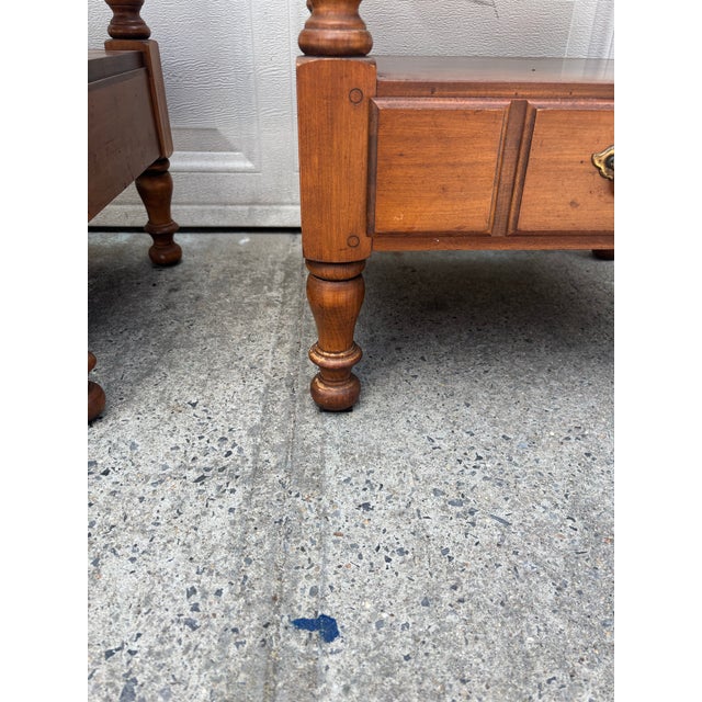 Vintage Maple Nightstands | Pair of Early American Bedside Tables For Sale - Image 11 of 12