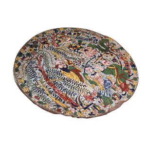 Antique Display Plate, Oriental, Cloisonne Plaque, Qing Dynasty, Georgian, 1750