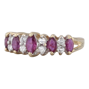 0.78ctw Ruby Diamond Tiered Ring 14k Yellow Gold Rooftop Pyramid Size 5.75