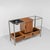 Sleek Robin Day modular walnut and grey metal console table sideboard for Habitat. Circa 1990. A well proportioned modular...