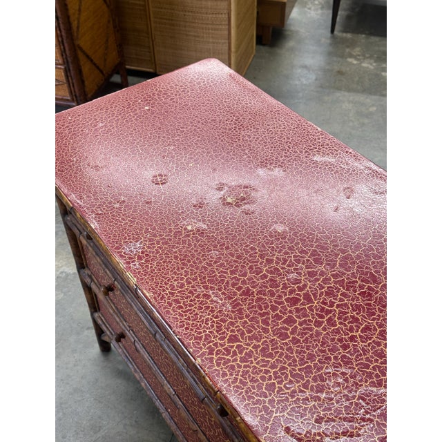 Vintage British Colonial Chest in Faux Tortoise Shell and Faux Bamboo With Crackle Finish For Sale - Image 11 of 12