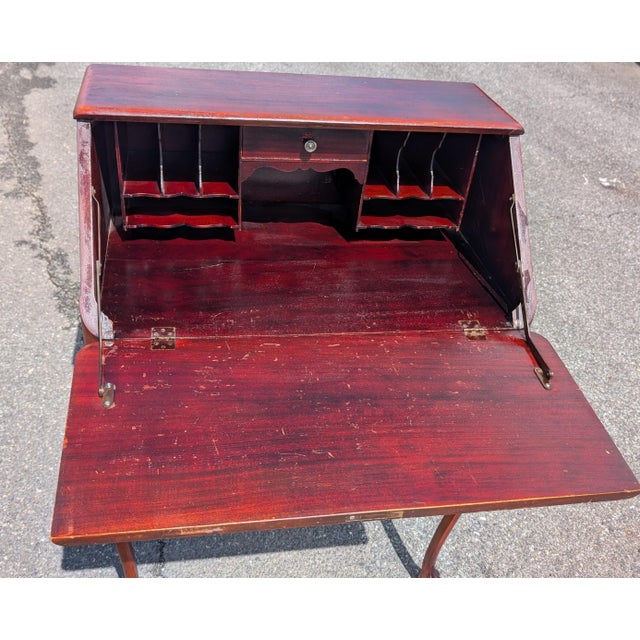 Early 20th Century Louis XVI Style Secretary Slant Top Drop Front Petite Desk For Sale - Image 11 of 12