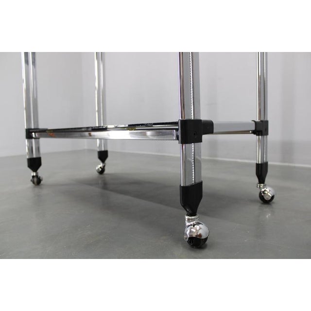 Italian Chrome and Smoked Glass Serving Table on Casters, 1970s For Sale - Image 10 of 16