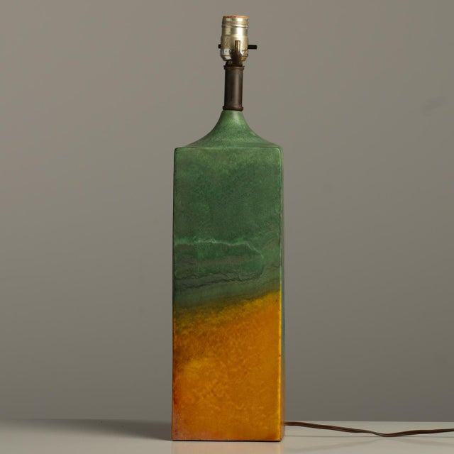 Marcello Fantoni 1950s Sublime Marcello Fantoni Signed Ceramic Glazed Large Italian Studio Pottery Lamp Base Raymor For Sale - Image 4 of 9