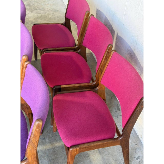 Rosewood Dining Chairs in Style of Erik Buch Upholstered Mid-Century Seating Set of 6 Denmark 1960s For Sale In Los Angeles - Image 6 of 10