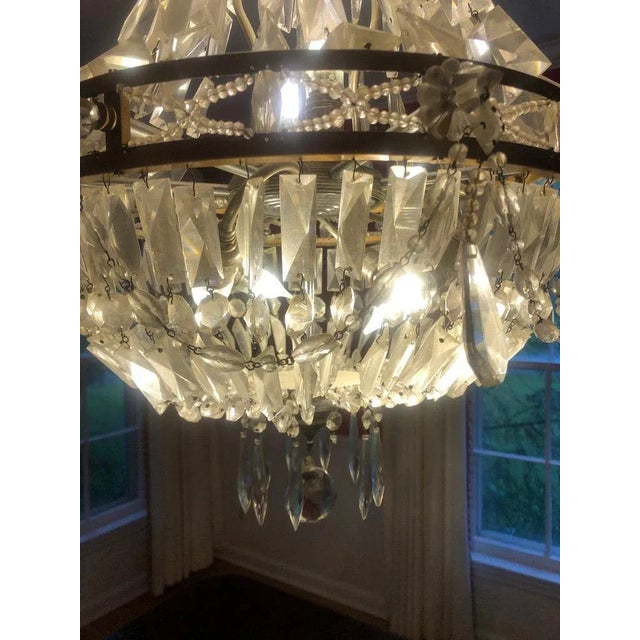 Late 19th Century Antique Late 19th Century French Empire Brass and Crystal Chandelier For Sale - Image 5 of 8