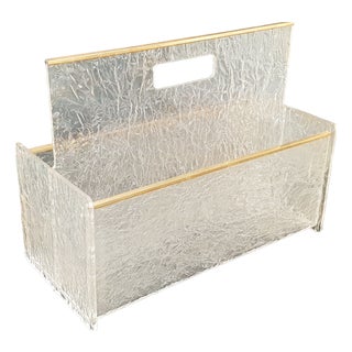 Vintage Magazine Rack in Acrylic Glass and Brass, 1960s For Sale