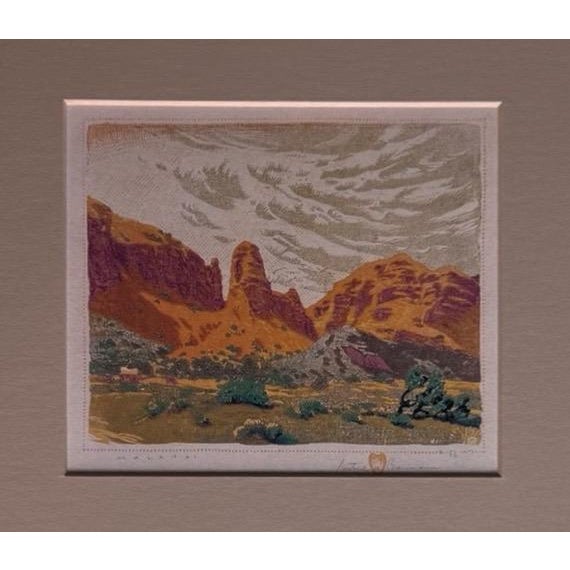 Mid-Century Modern 1930s Gustave Baumann Signed Southwest Color Woodcut "Malapai" Framed Art For Sale - Image 3 of 13
