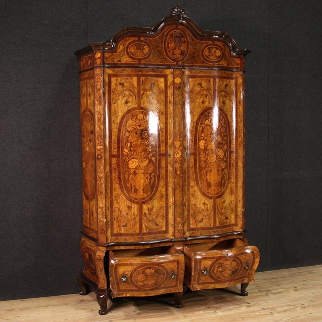 Louis XV Inlaid Lombard Wardrobe, 1950 For Sale - Image 10 of 13