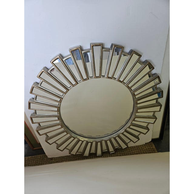 Contemporary Stylish Contemporary Silver Gilt Starburst Mirror For Sale - Image 3 of 3