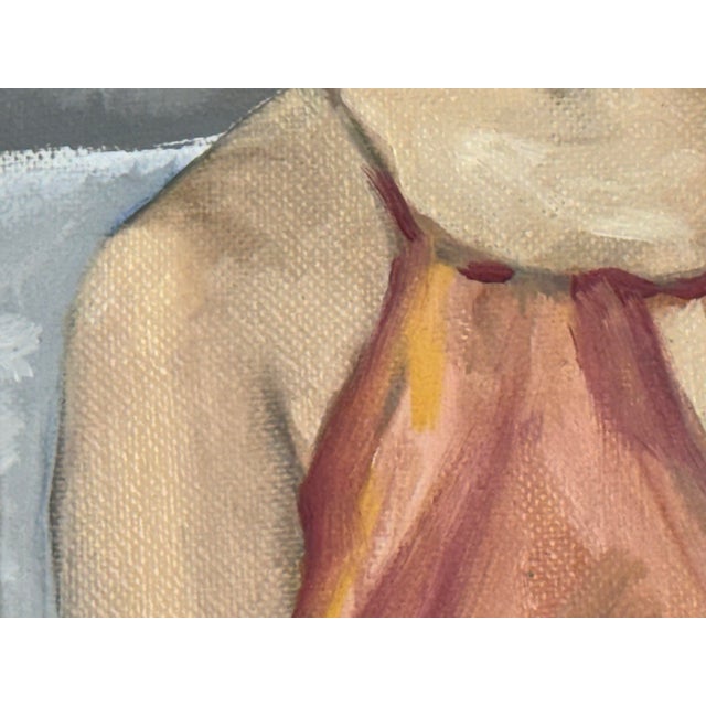 Gray Figurative Acrylic Female Portrait Painting For Sale - Image 8 of 12