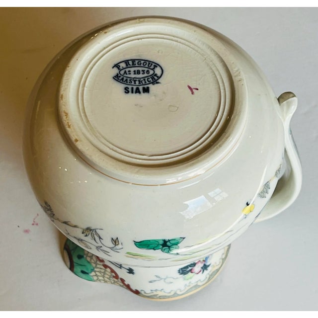 Ceramic Antique Polychrome P. Regout Maastricht Chinoiserie Pitcher For Sale - Image 7 of 12