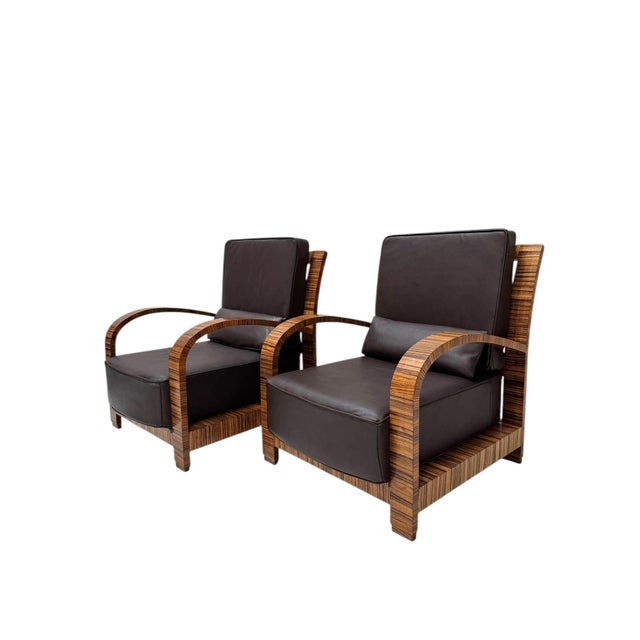 Vintage Art Deco Lounge Chairs with Leather Cushions, 1930s, Set of 2 For Sale - Image 10 of 15