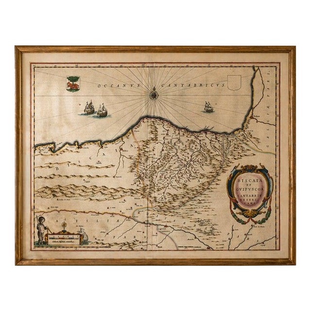 Map of Basque Country Bilbao and Cantabria from Blaeu, 1642 For Sale