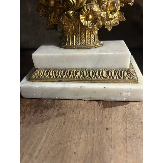 Cornelius & Co. 1850s Cornelius Style Brass Floral Basket Girandole Mantel Lamps - Pair For Sale - Image 4 of 11