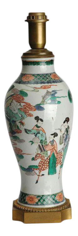 19th Century Chinese Famille Vert Porcelain Vase Table Lamp
