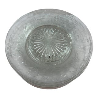 Early 20th Century Libbey Glass Rock Sharpe Fernleigh Luncheon Plates - Set of 11 For Sale