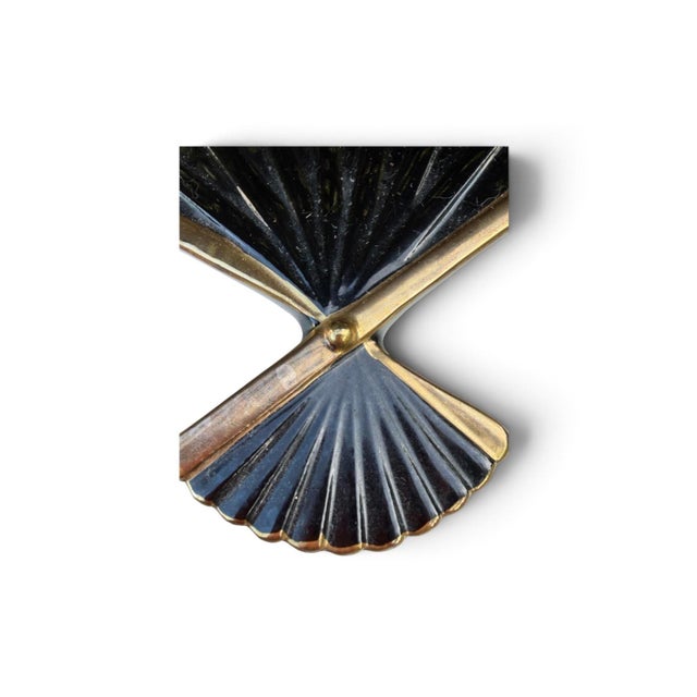 Late 20th Century Japanese Black Porcelain Fan-Shaped Decorative Tray With Metallic Trim For Sale - Image 5 of 5