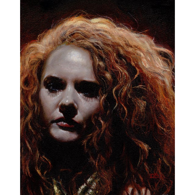 Fever Dreams by Daire Lynch | Oil on Arches paper Portrait of a woman with curly red hair. For Sale