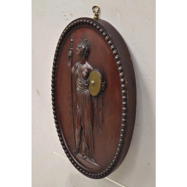 Antique Classical Oval Carved Mahogany Figural Goddess Wall Sculpture Plaque For Sale In Philadelphia - Image 6 of 11