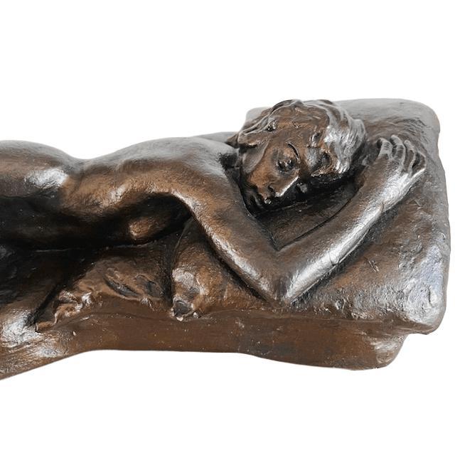 Vintage Female Nude Cold-Cast Bronze and Resin Sculpture by Peter Sedcole, 1960s For Sale - Image 4 of 12