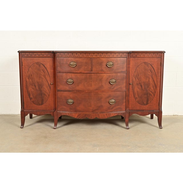 Romweber Antique Federal Inlaid Flame Mahogany Sideboard Credenza, Circa 1920s For Sale - Image 12 of 12