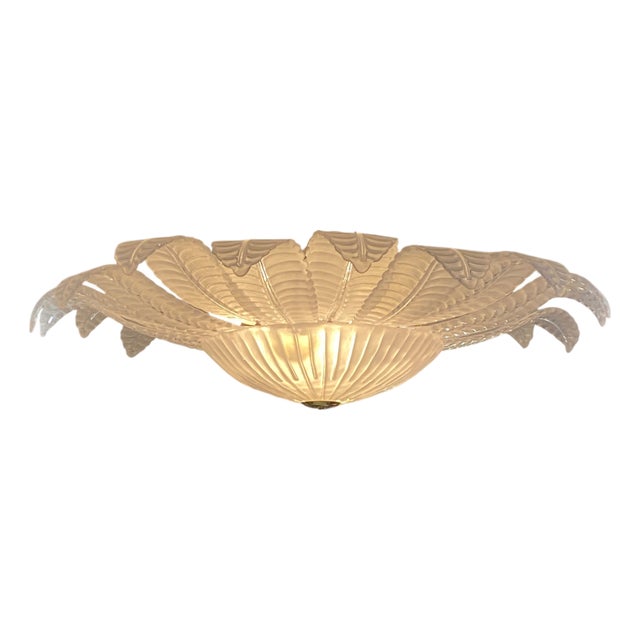 White Matte Murano Glass Palm Tree Ceiling Light, 1960s For Sale