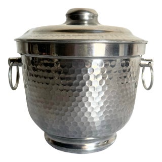Italian Hammered Aluminum Ice Bucket Wine Cooler For Sale