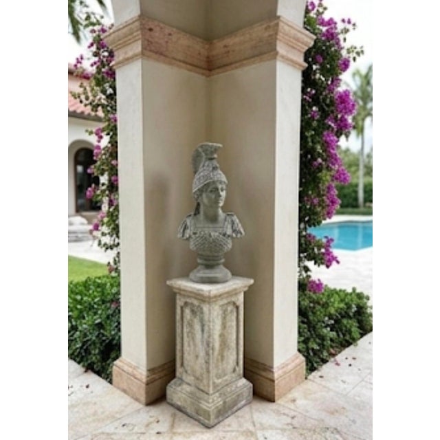 Neoclassical Style Cast Iron Bust of a Roman Warrior For Sale - Image 12 of 12