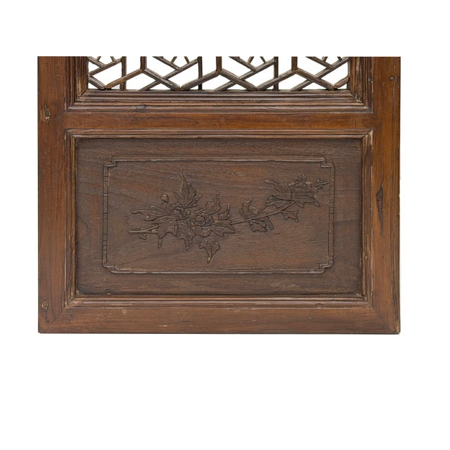 Vintage Dark Brown Geometric Lattice Rectangular Wood Panel For Sale - Image 9 of 9