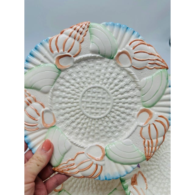 1980s Vintage Coastal Shell Plates, Set of 7 For Sale - Image 5 of 8