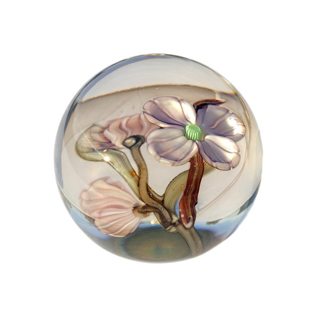 Orient & Flume Dogwood Blossom Flower California Art Glass Paperweight For Sale - Image 9 of 15