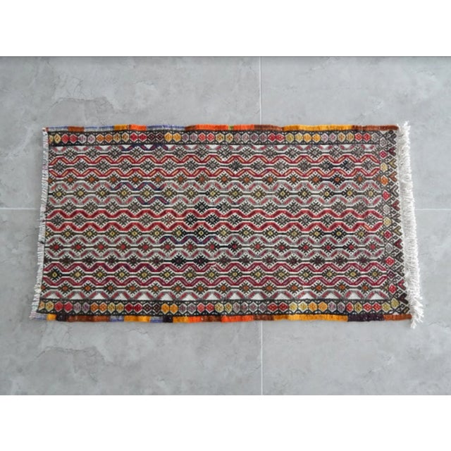 Vintage miniature Turkish rug 18.5'' X 38.5'' / 47X86cm hand woven with high quality pure wool excellent condition from...