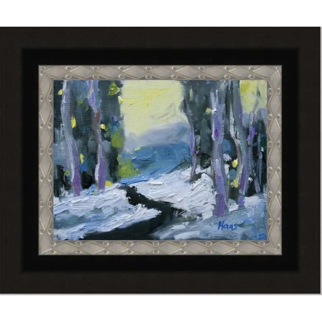 White Last Light, Contemporary Winter Landscape Oil Painting by L Haas For Sale - Image 8 of 11