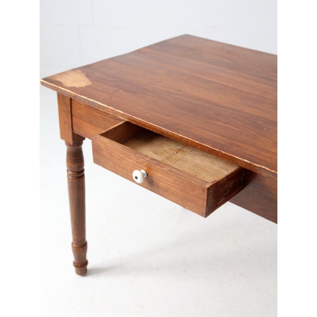 Antique Farmhouse Table With Drawer For Sale - Image 12 of 15