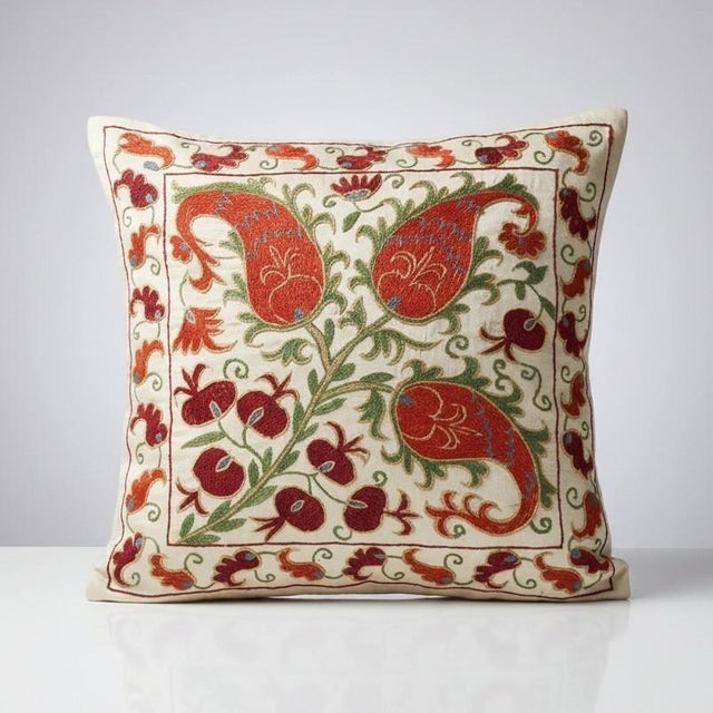 New Hand-Embroidered 100% Silk Cushion Cover – Authentic Uzbek Textile Art Elevate your home décor with this exquisite...