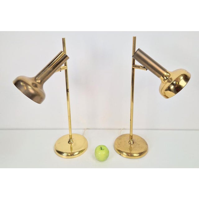 Vintage Brass Trumpet Table Lamps by Solken Leuchten, 1970s, Set of 2 For Sale - Image 4 of 13
