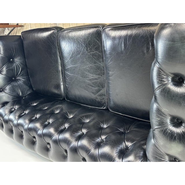 Vintage Chesterfield Sofa in Black Leather, 1980s For Sale - Image 11 of 13