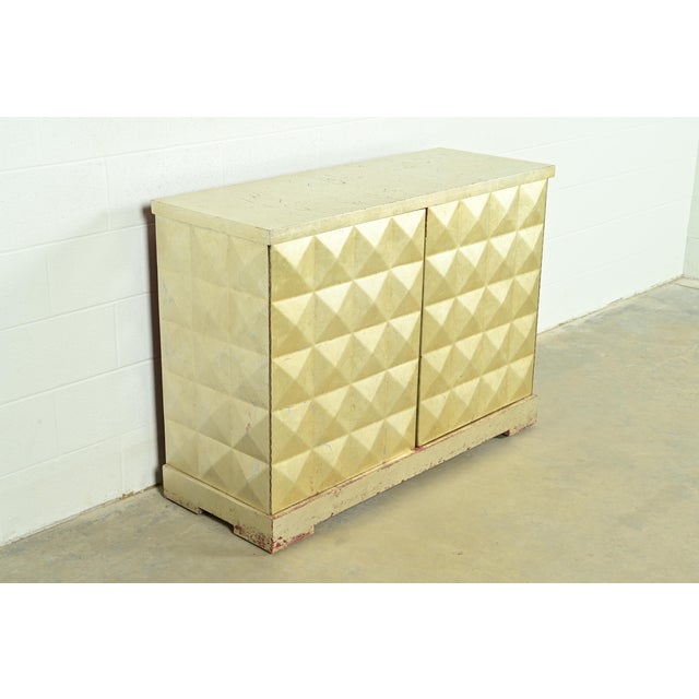 Baker Furniture Company Barbara Barry for Baker Furniture Diamond Silver Leaf Cabinet or Credenza For Sale - Image 4 of 13