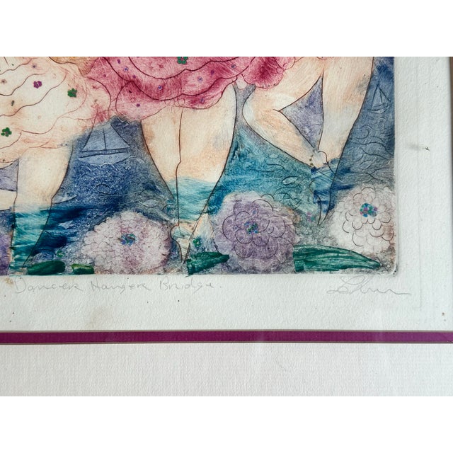 Glass Original Vintage Boho Abstract Mixed Media Drawing Ink and Watercolor on Paper For Sale - Image 7 of 7