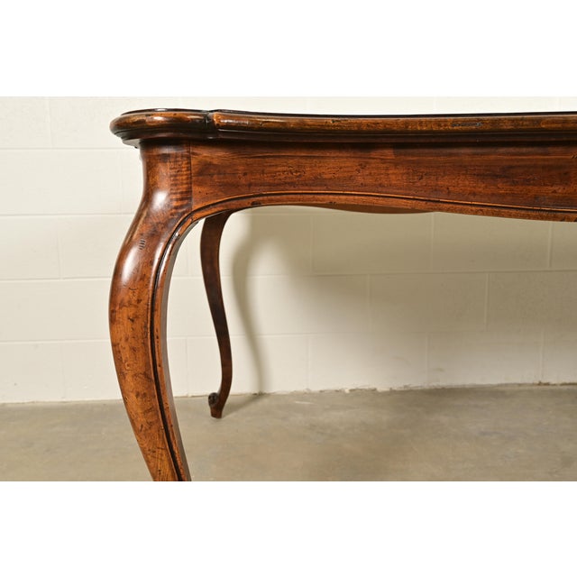 Henredon French Provincial Louis XV Carved Walnut Extension Dining Table With Parquet Top For Sale - Image 10 of 15