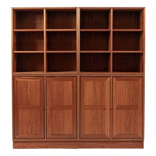 Danish Modern Modular Bookshelf Cabinet System in Teak Wood For Sale
