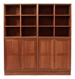 Danish Modern Modular Bookshelf Cabinet System in Teak Wood