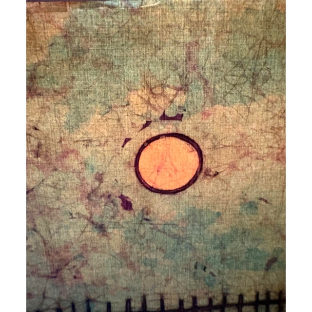 Asian Antique Vintage Signed Chuah Thean Teng Batik Painting, Moonlit Village Scene, Malaysia C. 1960s For Sale - Image 3 of 9