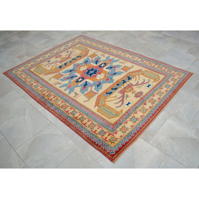 Textile Authentic Turkish Rug, Hand-Knotted Carpet, Hand-Spun Wool Rug, Sustainable Vintage Rug 5x7 Ft Approx For Sale - Image 7 of 14