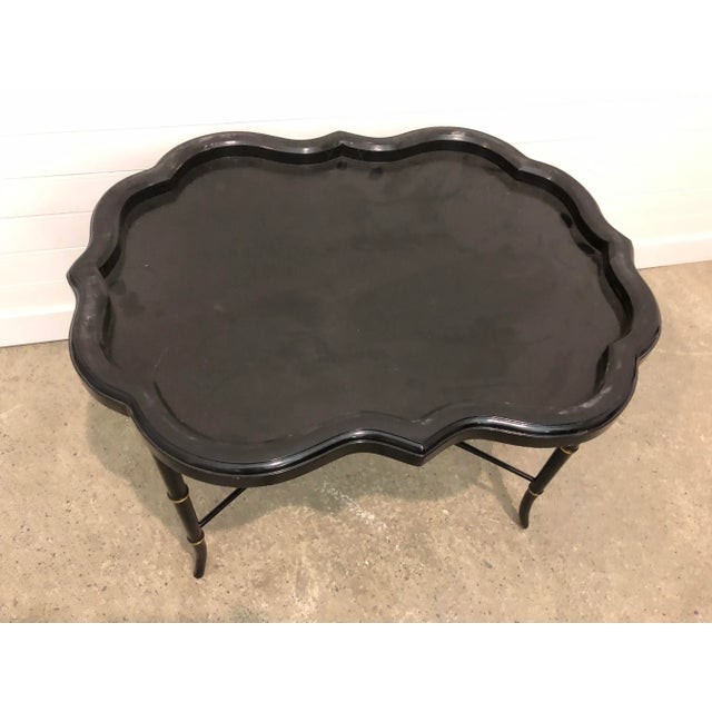 19th Century Regency Papier-Mache Tray on Stand For Sale - Image 4 of 12