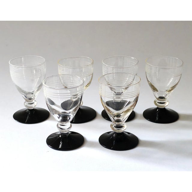 Black Holmegaard Series Vodka Glasses from Hørsholm, Denmark, 1940s, Set of 6 For Sale - Image 8 of 10