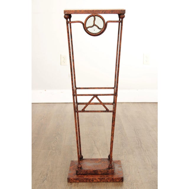 Art Deco Contemporary Art Deco Style Iron Marble Top Pedestal Plant Stand For Sale - Image 3 of 12